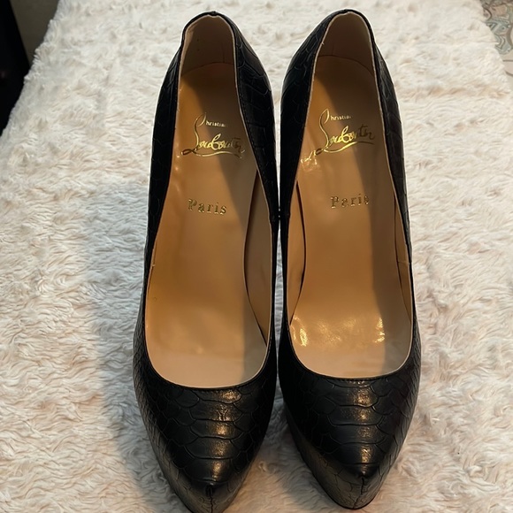 Christian Louboutin Daffodile Python Black Heels Size 40 - Picture 1 of 10